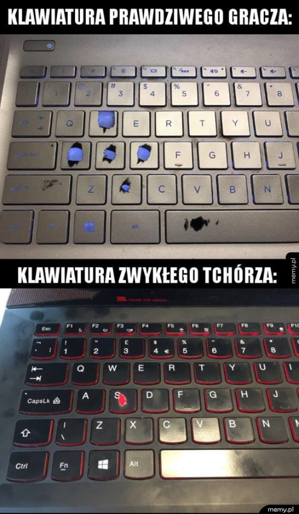 Klawiatura prawdziwego gracza vs. klawiatura zwykłego tchórza