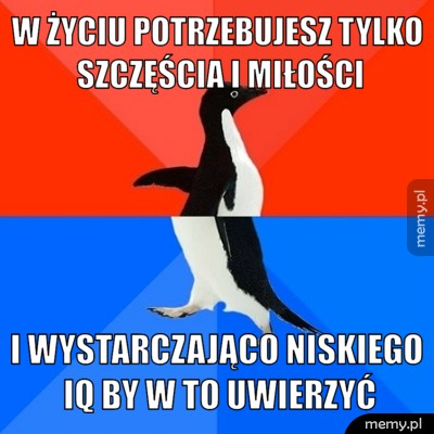 W życiu potrzebujesz tylko szczęścia i miłości i wystarczająco niskiego IQ by w to uwierzyć