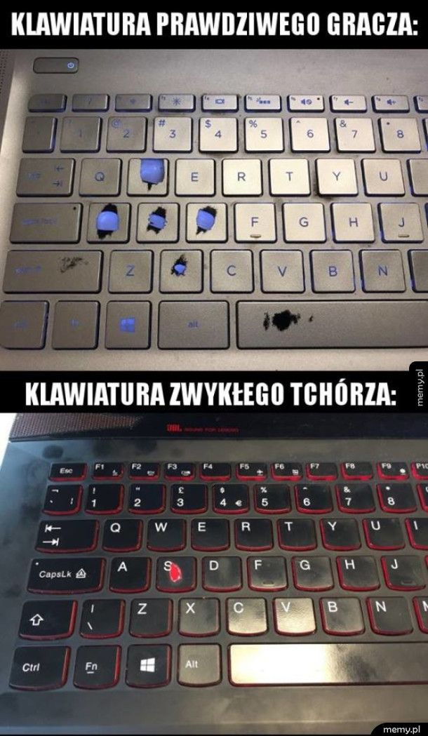 Klawiatura prawdziwego gracza vs. klawiatura zwykłego tchórza