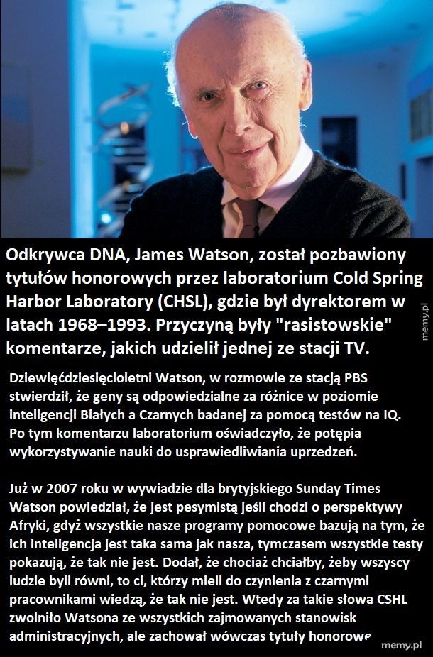 Odkrywca DNA pozbawiony tytułów honorowcyh