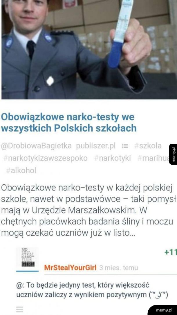 Obowiązkowe narko-testy we wszystkich polskich szkołach