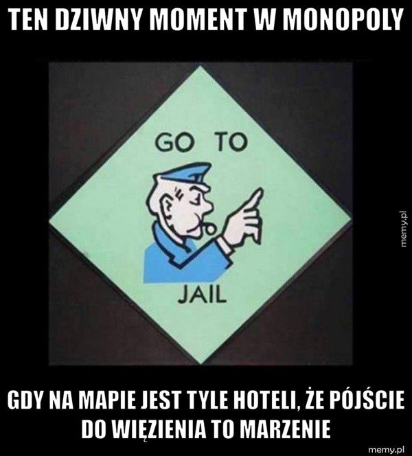 Ten dziwny moment w Monopoly  gdy na mapie jest tyle hoteli, że pójście do więzienia to marze