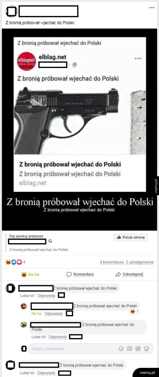 Z bronią próbował wjechać do Polski