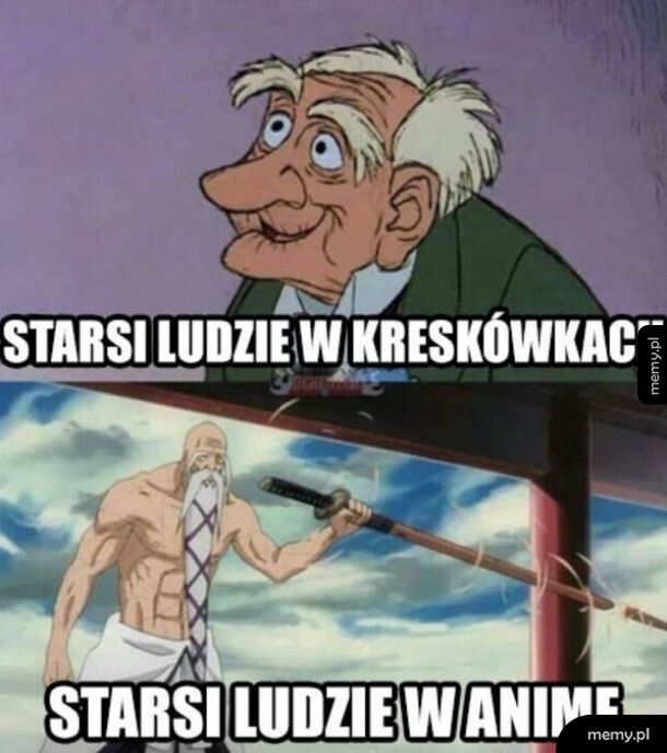Starsi ludzie anime vs kreskówki