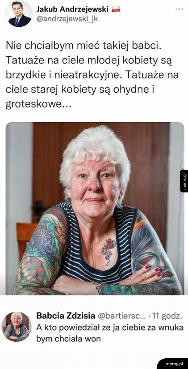 Babcia z tatuażami