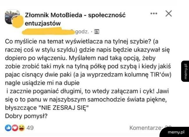 Wyświetlacz na tylnej szybie