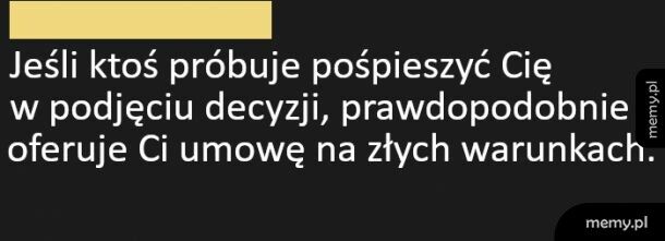 Nie ma co się śpieszyć