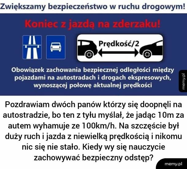 Bezpieczny odstęp między autami