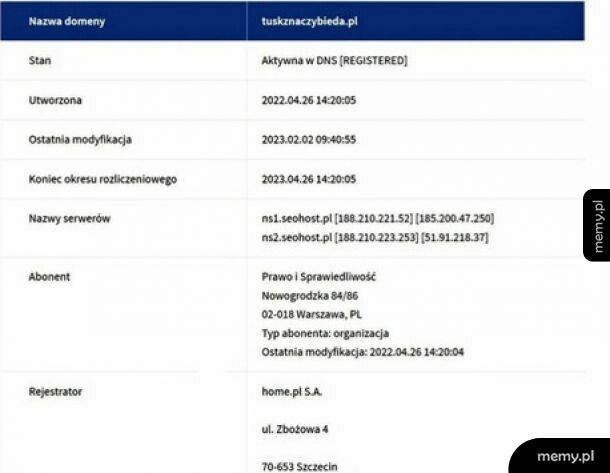kto jest właścicielem domeny tuskznaczybieda - Ziobro zaskoczenia
