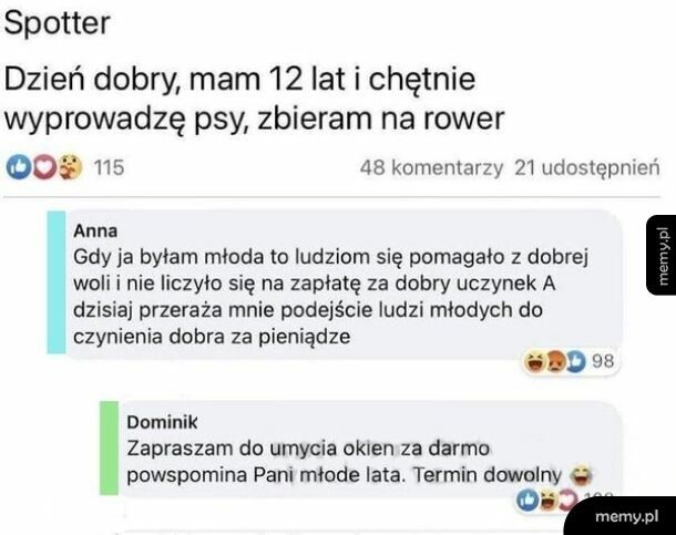 Kiedy dziecko próbuje zarobić sobie na rower