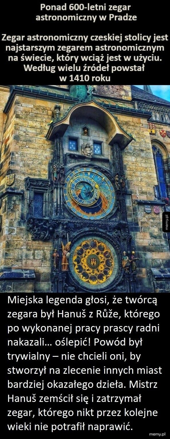 Zegar astronomiczny w Pradze i legenda o nim