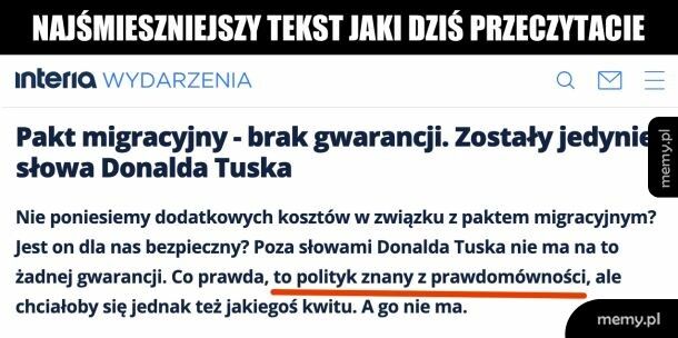 Znany z prawdomówności