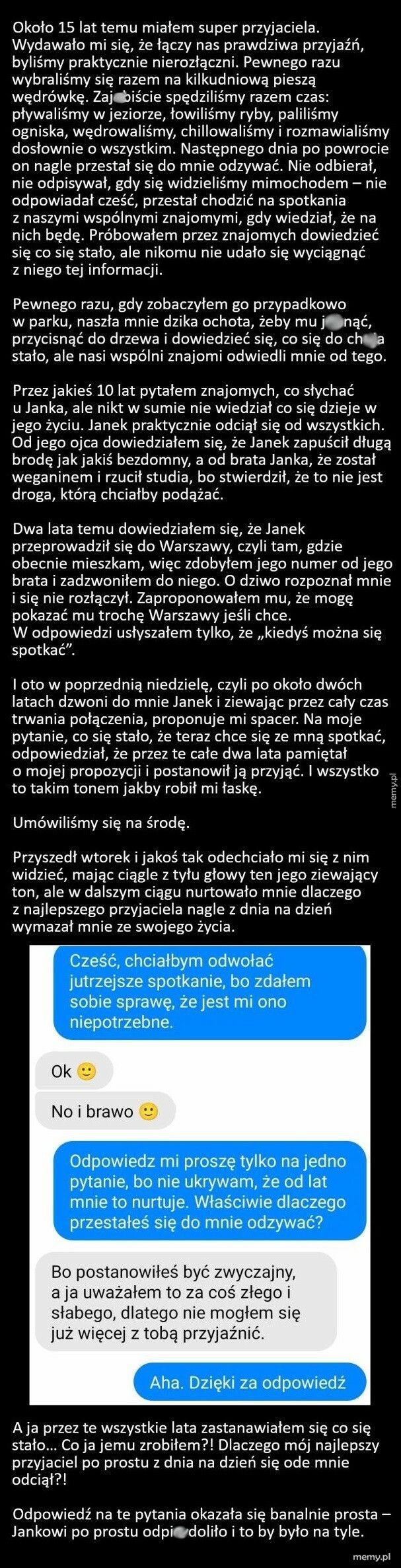 O przyjacielu Janku, który nagle zerwał kontakt