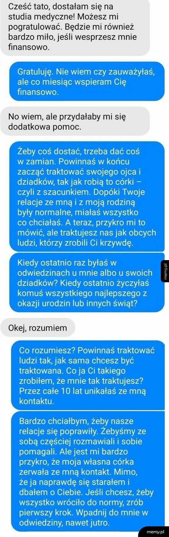 Pierwsza wiadomość do ojca po długim czasie