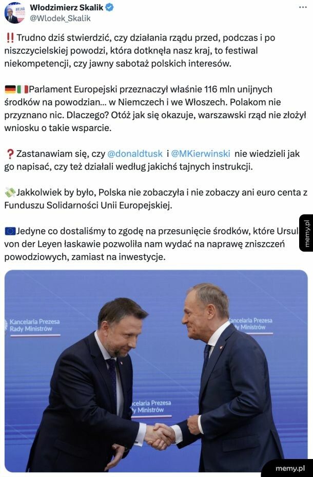 Rząd Tuska nie złożył wniosku o pomoc dla powodzian