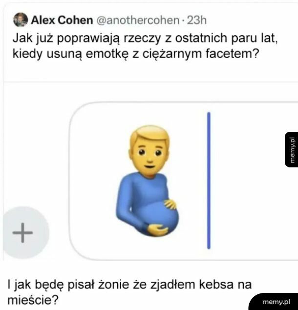 Emotka z ciężarnym facetem