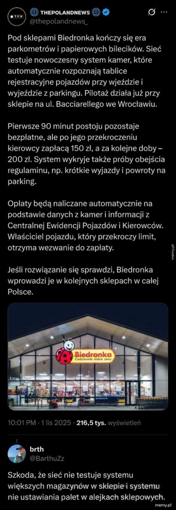 Biedronka kończy z erą parkometrów