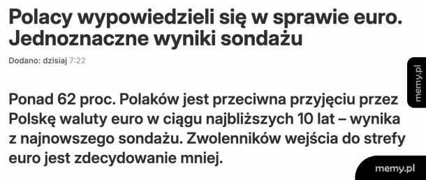 Polacy przeciwko wprowadzeniu euro