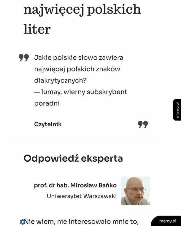 Profesor ekspert kr&oacute;ciutko z wiernym subskrybentem