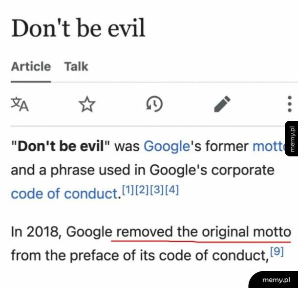 Google od jakiegoś czasu już nie chce nie być zły