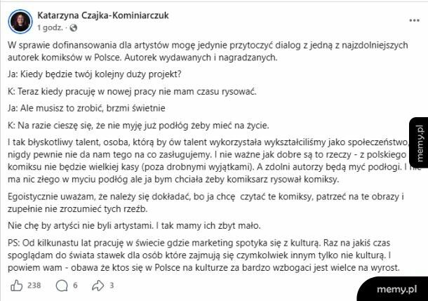 Mem: W sprawie dofinansowania dla artystów