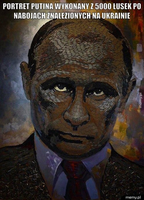 Portret Putina wykonany z 5000 łusek po nabojach znalezionych na                          
