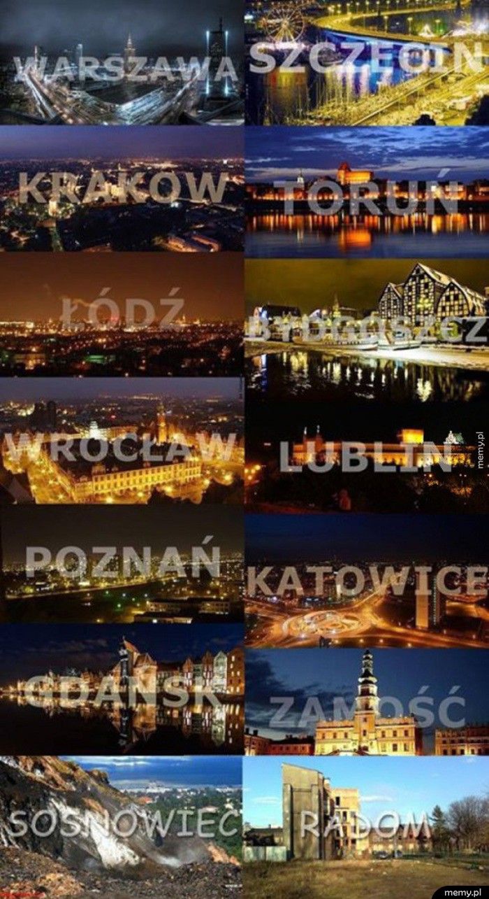 Polskie miasta nocą