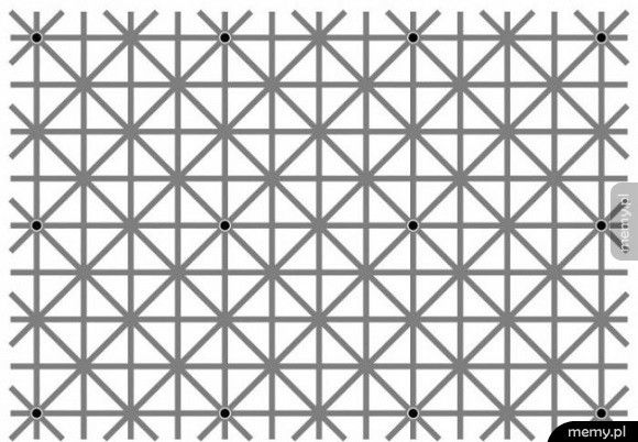 Na obrazu jest 12 czarnych kropek ale Twój mózg nie pozwoli zobaczyć Ci wszystkich na raz